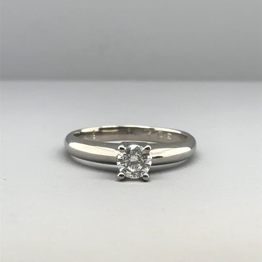 18ct White Gold Single Stone Diamond Ring (C. 0.40ct) - Size M 1/2