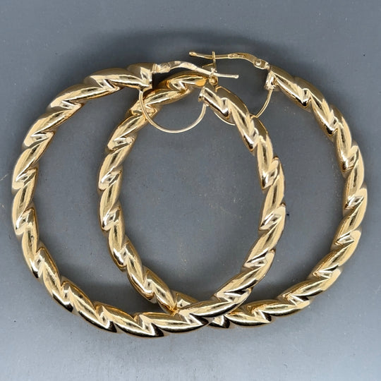 9ct Yellow Gold Twist Hoop Earrings (NEW!)