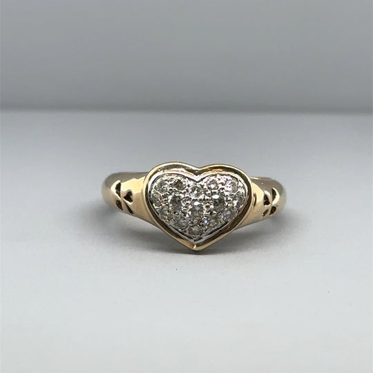 9ct Yellow Gold Diamond Heart Ring  (C. 0.27ct) - Size M 1/2