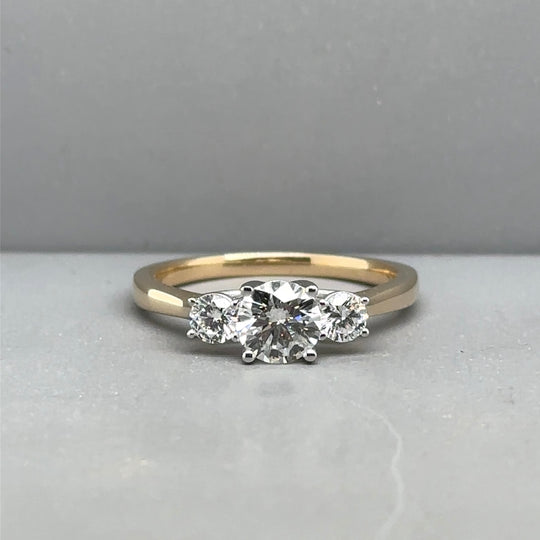 9ct Yellow Gold Lab Grown Diamond Trilogy Ring (c. 1.00ct) - Size O - (NEW!)