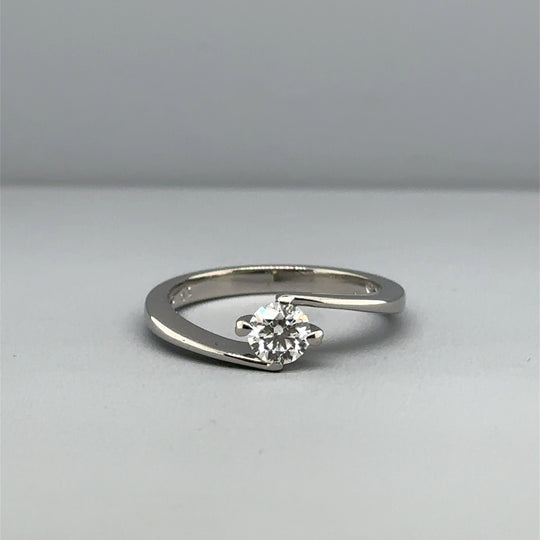 18ct White Gold Single Stone Diamond Ring (c. 0.30 - 0.35ct) - Size J