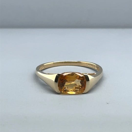9ct Yellow Gold Single Stone Citrine Ring - Size U 1/2