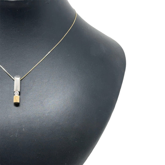 14ct Bi-Colour Diamond Pendant and Chain (c. 0.15ct) (20")