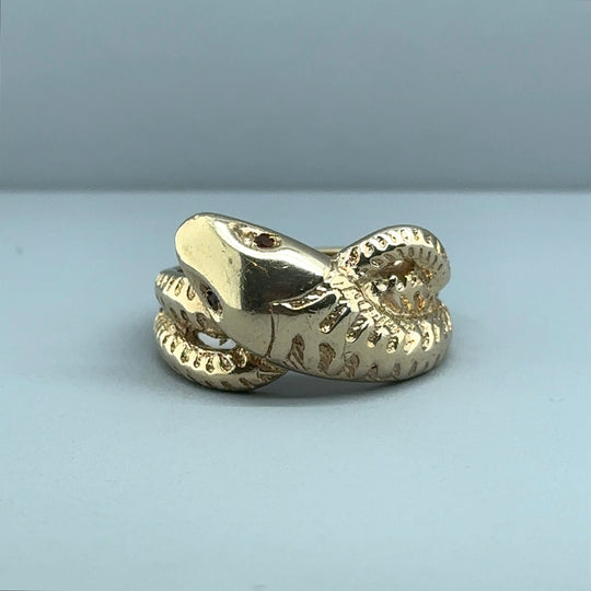 9ct Yellow Gold Snake Ring - Size M 1/2
