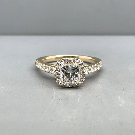 9ct Yellow Gold Lab Grown Diamond Halo Ring (c. 1.52ct) - Size O - (NEW!)