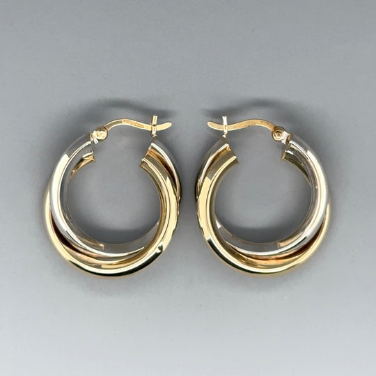 9ct Bi-Colour Hoop Earrings