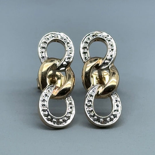 9ct Bi-Colour Link Stud Earrings