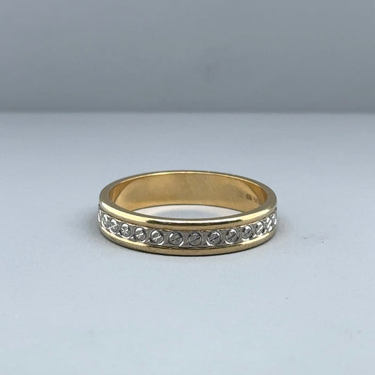 18ct Bi-Colour Band Ring - Size N 1/2