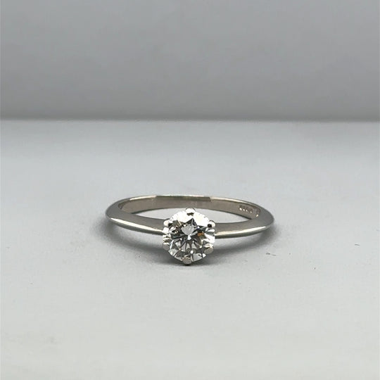18ct White Gold Single Stone Diamond Ring (c. 0.65 - 0.70ct) - Size K 1/2