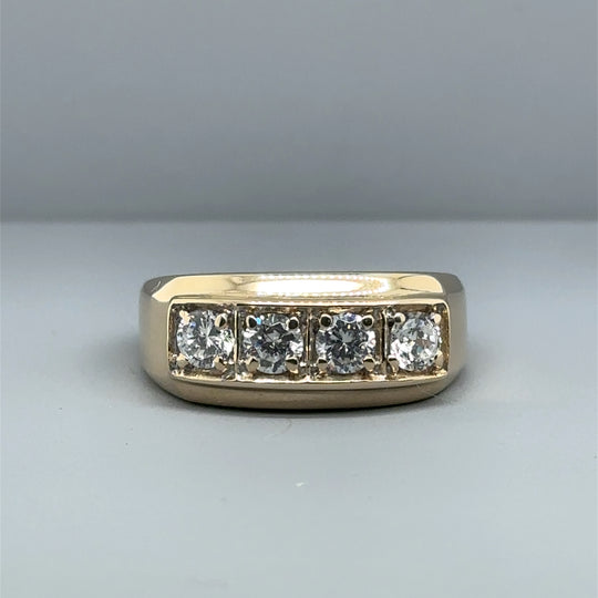 9ct Yellow Gold Four Stone Cubic Zirconia Ring - Size T