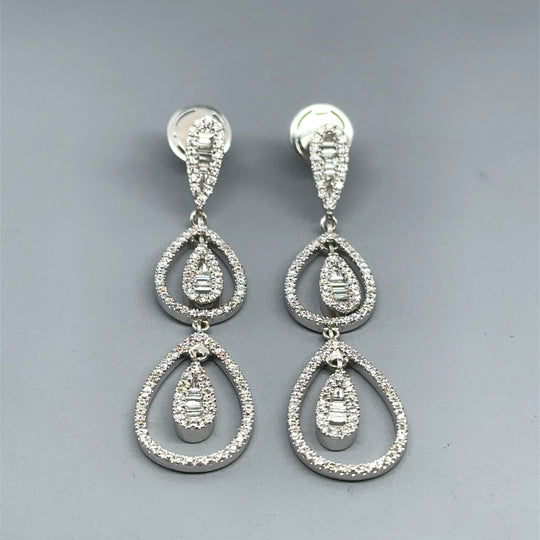 18ct White Gold Diamond Drop Earrings (c. 2.00ct)