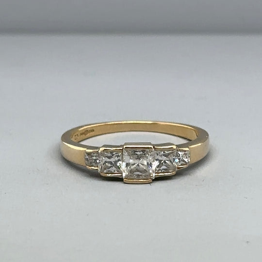 9ct Yellow Gold Cubic Zirconia Ring - Size L 1/2