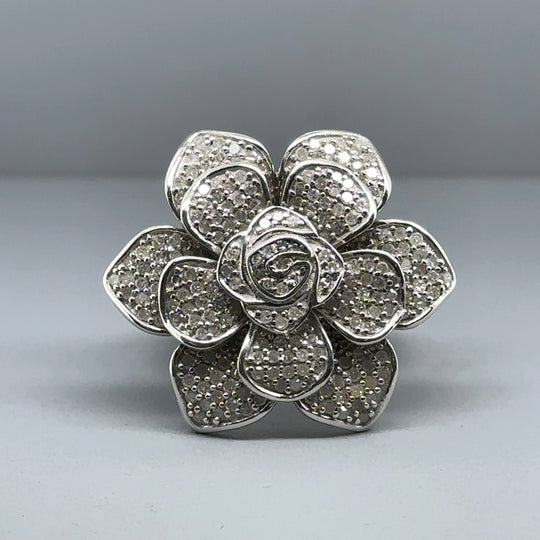 Sterling Silver Diamond Ring (c. 1.00ct) - Size O