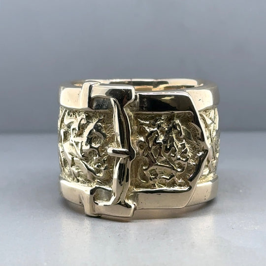 9ct Yellow Gold Heavy Buckle Ring - Size Y 1/2