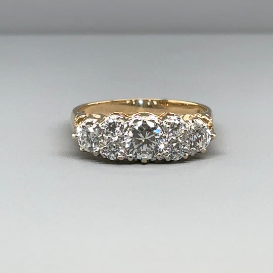 14ct Yellow Gold Cubic Zirconia Ring - Size K