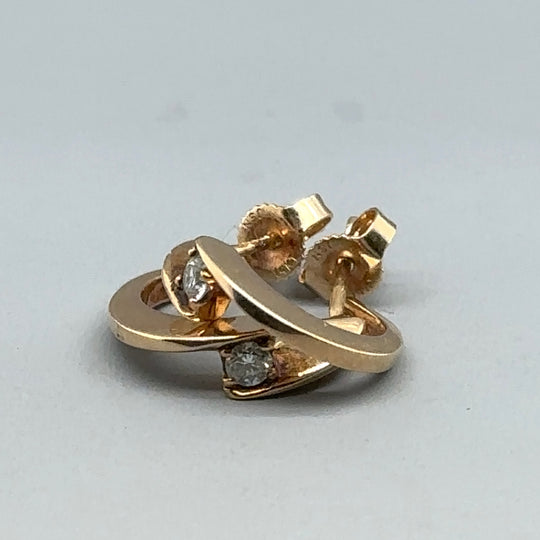 9ct Yellow Gold Single Stone Diamond Small Earrings