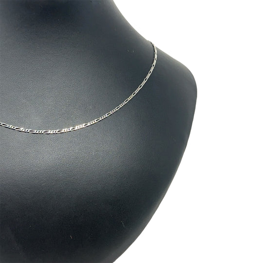 9ct White Gold Fine Figaro Chain (20")