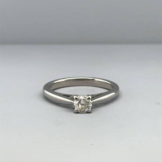 18ct White Gold Single Stone Diamond Ring (c. 0.25 - 0.30ct) - Size J 1/2