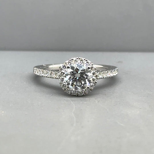 9ct White Gold Lab Grown Diamond Halo Ring (c. 1.50ct) - Size M - (NEW!)