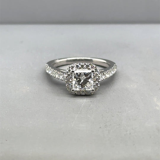 9ct White Gold Lab Grown Diamond Halo Ring (c. 1.52ct) - Size L - (NEW!)