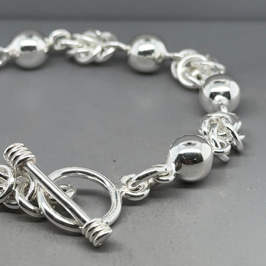 Sterling Silver Ball and Knot T-Bar Bracelet (NEW!)