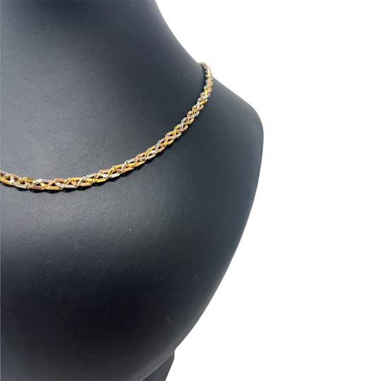 9ct Tri-Colour Fancy Twist Link Chain (20")