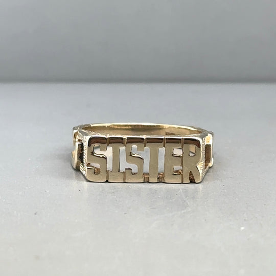 9ct Yellow Gold Sister Ring - Size O 1/2