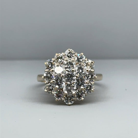 9ct Yellow Gold Cubic Zirconia Cluster Ring - Size Q