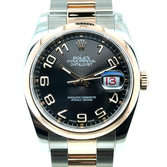 Pre-Owned 18ct Rose Gold and Stainless Steel Bi-Colour Datejust Rolex (Midi)
