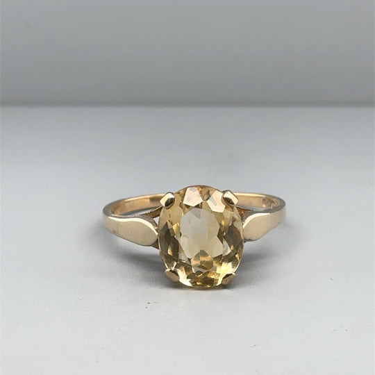 9ct Yellow Gold Yellow Quartz Ring - Size X