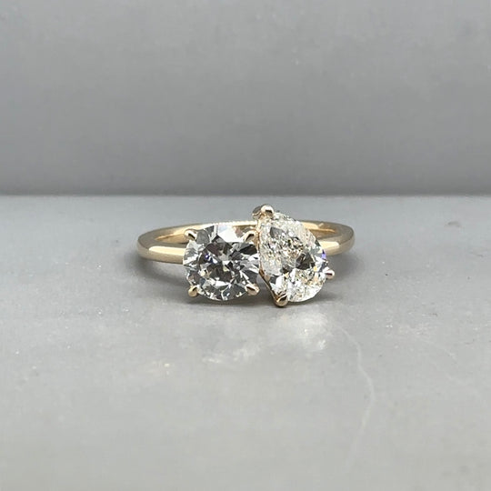 9ct Yellow Gold Two Stone Lab Grown Diamond Ring (c. 2.00ct) - Size O - (NEW!)