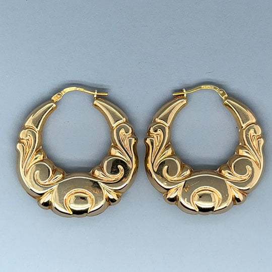 9ct Yellow Gold Creole Hoop Earrings