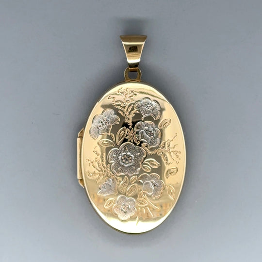 9ct Bi-Colour Floral Locket