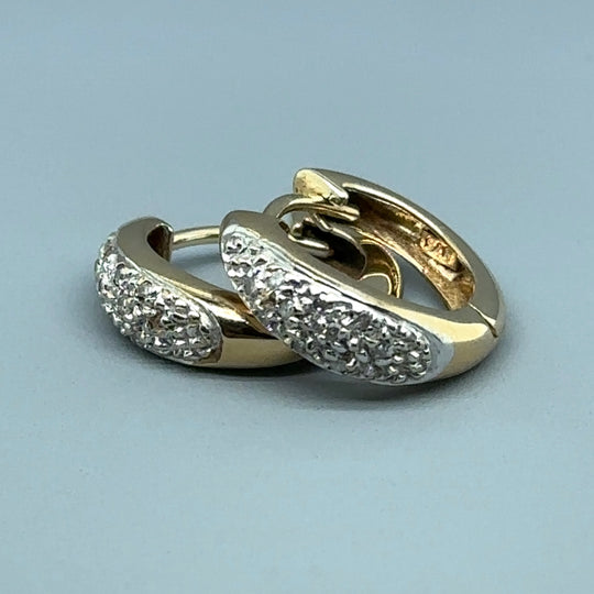 9ct Yellow Gold Diamond Hoop Earrings