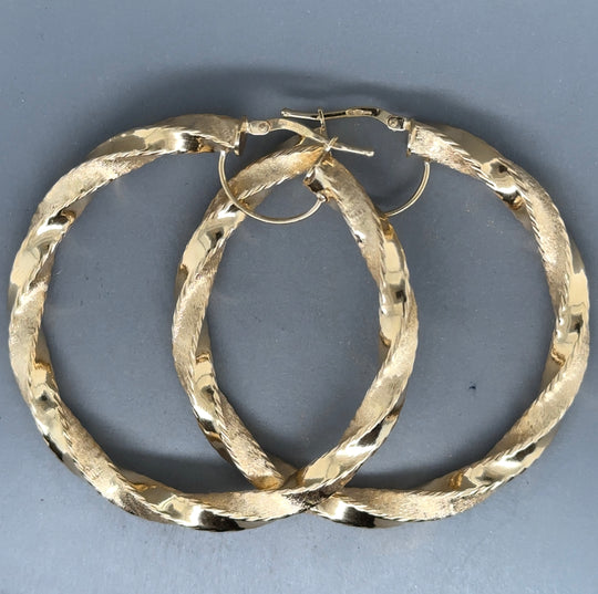 9ct Yellow Gold Twist Hoop Earrings (NEW!)