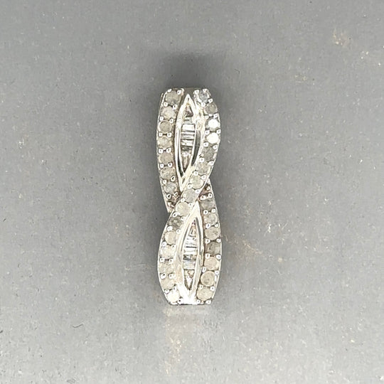 9ct White Gold Diamond Crossover Pendant