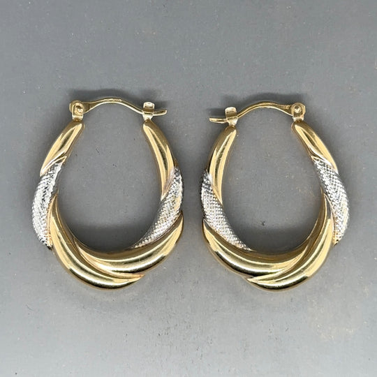 9ct Bi-Colour Creole Hoop Earrings