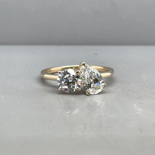 9ct Yellow Gold Two Stone Lab Grown Diamond Ring (c. 2.00ct) - Size L - (NEW!)
