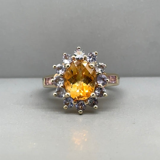 9ct Yellow Gold Multi-Gem Ring - Size N