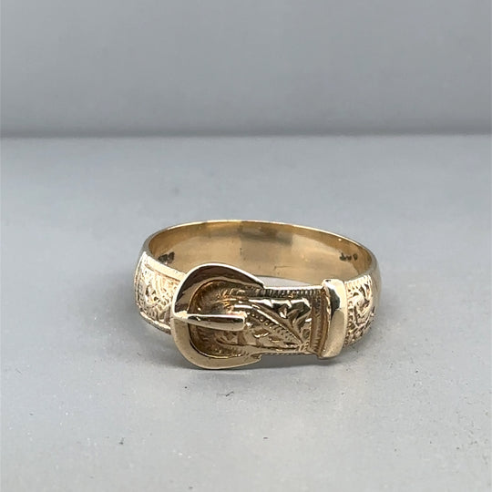 9ct Yellow Gold Buckle Ring - Size V