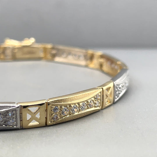 14ct Bi-Colour Cubic Zirconia Set Bracelet