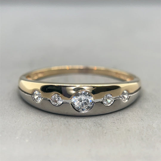 14ct Bi-Colour Cubic Zirconia Ring - Size S 1/2