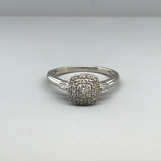 9ct White Gold Diamond Ring (c. 0.25 - 0.30ct) - Size N 1/2