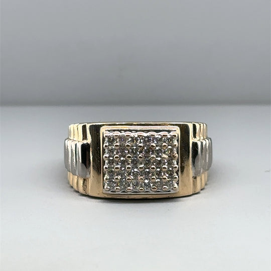 9ct Bi-Colour Diamond Signet Ring (c. 0.50ct) - Size S