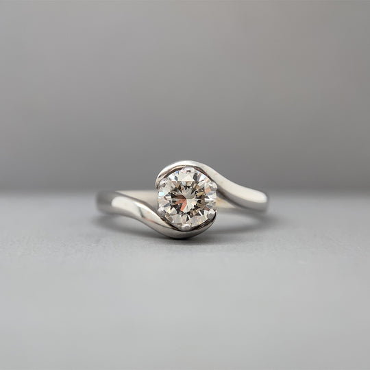 18ct White Gold Single Stone Diamond Ring (c. 0.60ct) - Size J 1/2