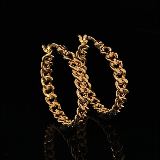 14ct Gold Plated Sterling Silver Curb Hoop Earrings (NEW!)