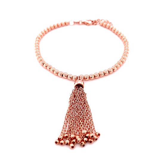 Sterling Silver Rose Colour Tassel Bracelet  (NEW!)