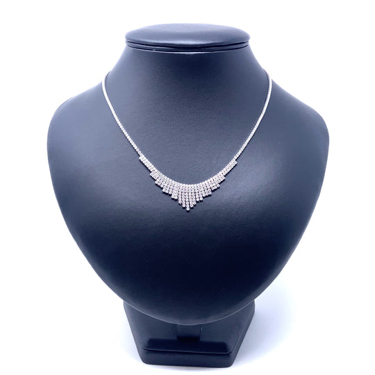 Sterling Silver Cubic Zirconia Fancy Necklet (16") (NEW!)