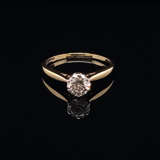 18ct Yellow Gold Single Stone Diamond Ring (c. 0.75ct) - Size P