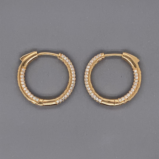 14ct Yellow Gold Cubic Zirconia Hoop Earrings (NEW!)